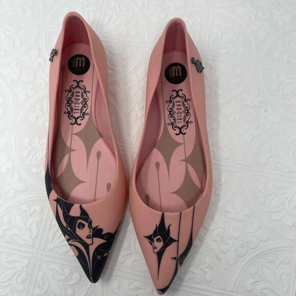 Melissa x Disney Villains Pink Black Maleficent Slip On Jelly Flat Shoes Size 6 - Picture 2 of 6